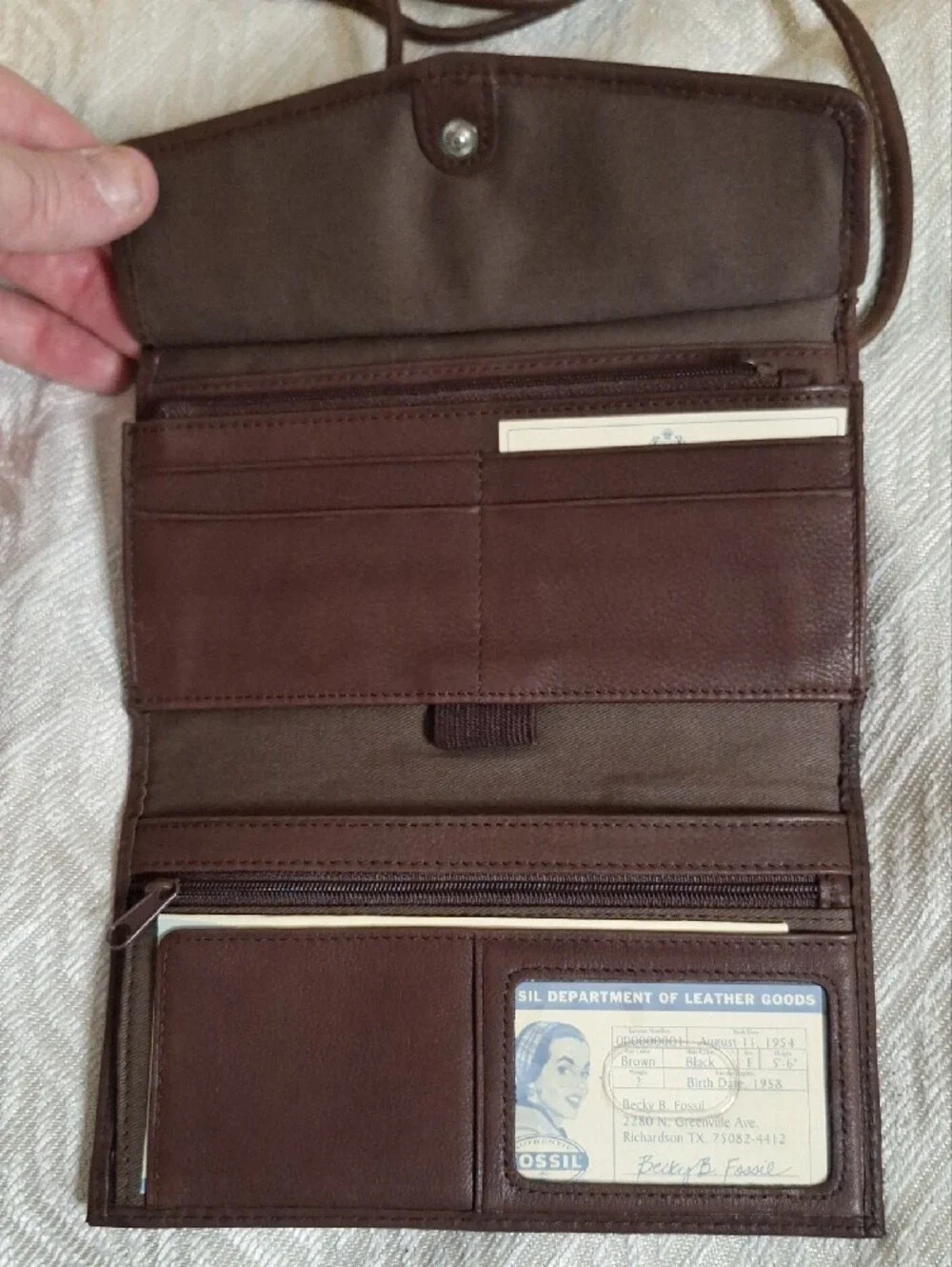 Fossil Brown Pebbled Leather Crossbody Wallet